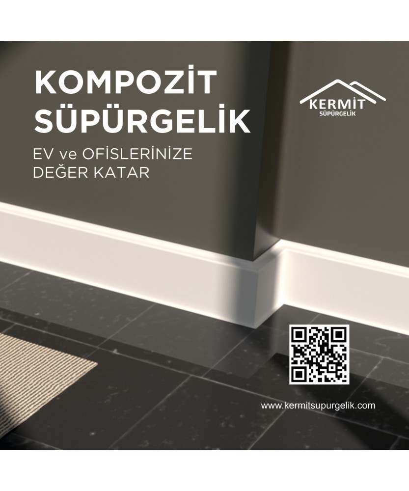 Kermit Beyaz 10cm Kompozit Süpürgelik
